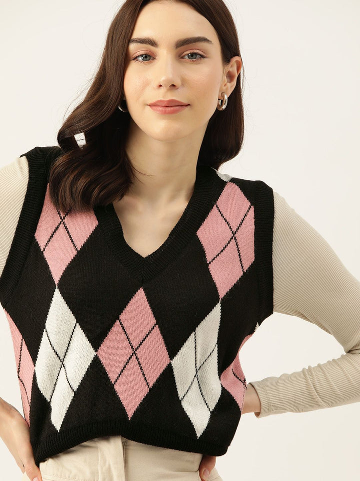 DressBerry Acrylic Argyle Sweater Vest