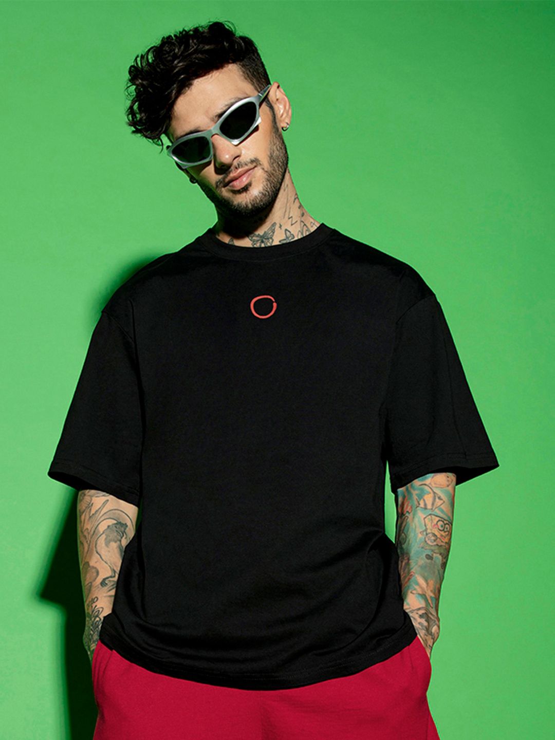 Bewakoof Men Black Typography Back Print Oversized T-shirt