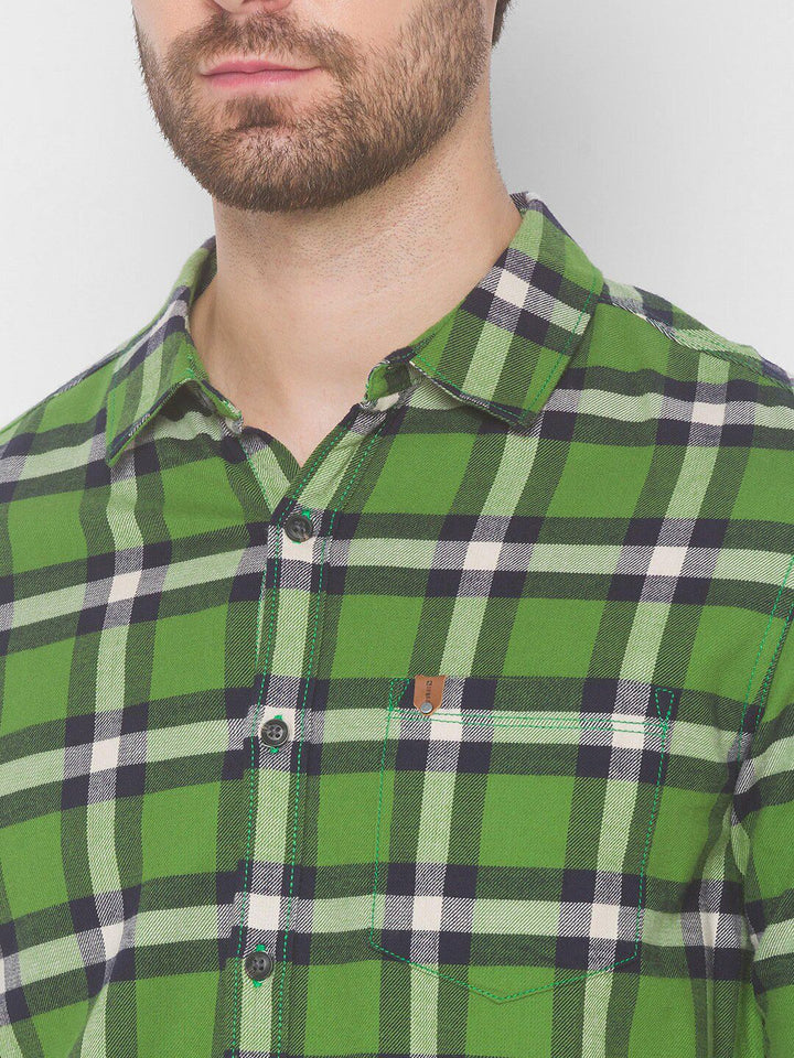 SPYKAR Men Green Tartan Checks Checked Casual Shirt