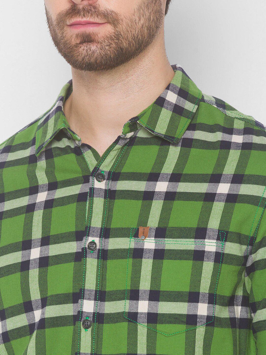 SPYKAR Men Green Tartan Checks Checked Casual Shirt