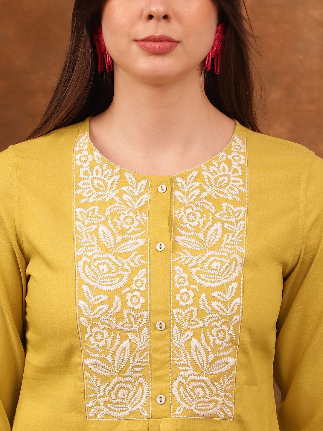 Anouk Yellow Embroidered Tunic & Trousers Co-Ords