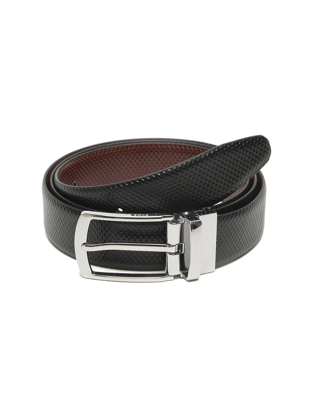 Teakwood Leathers Men Textured Leather Reversible Formal Belt