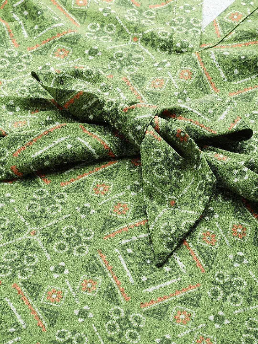 all about you Printed A-Line Ethnic Dress with Belt