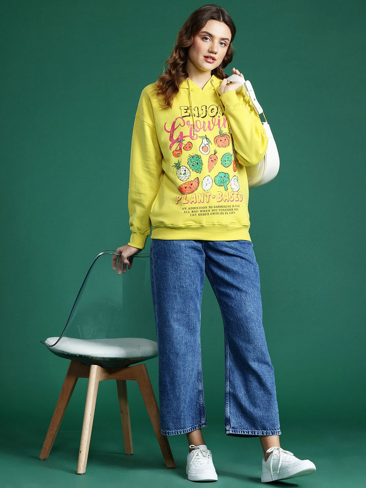 DressBerry Printed Hooded Drop-Shoulder Sleeves Sweatshirt