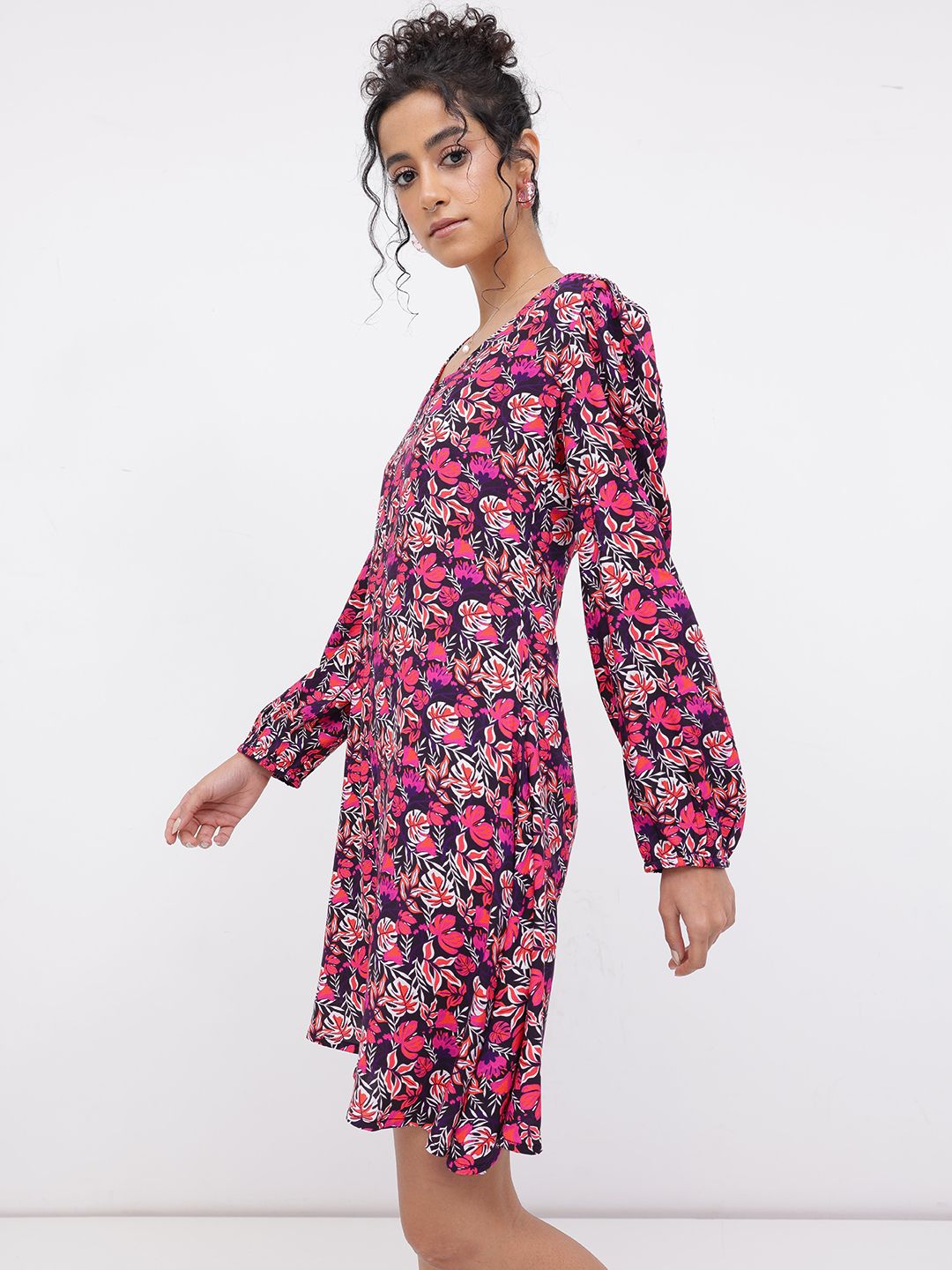 DressBerry Bloomy Confident Floral Printed A-Line Dress