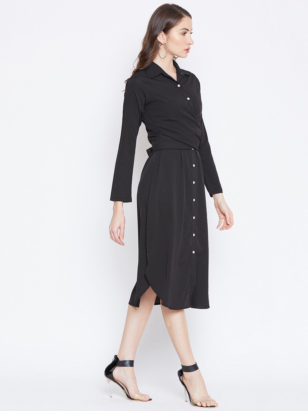 Berrylush Shirt Collar Midi Dress