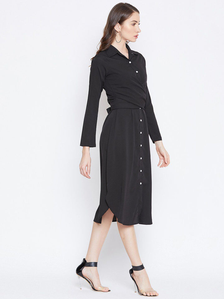 Berrylush Shirt Collar Midi Dress