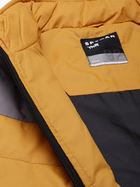 SPYKAR Men Grey & Mustard Yellow Colourblocked Padded Jacket