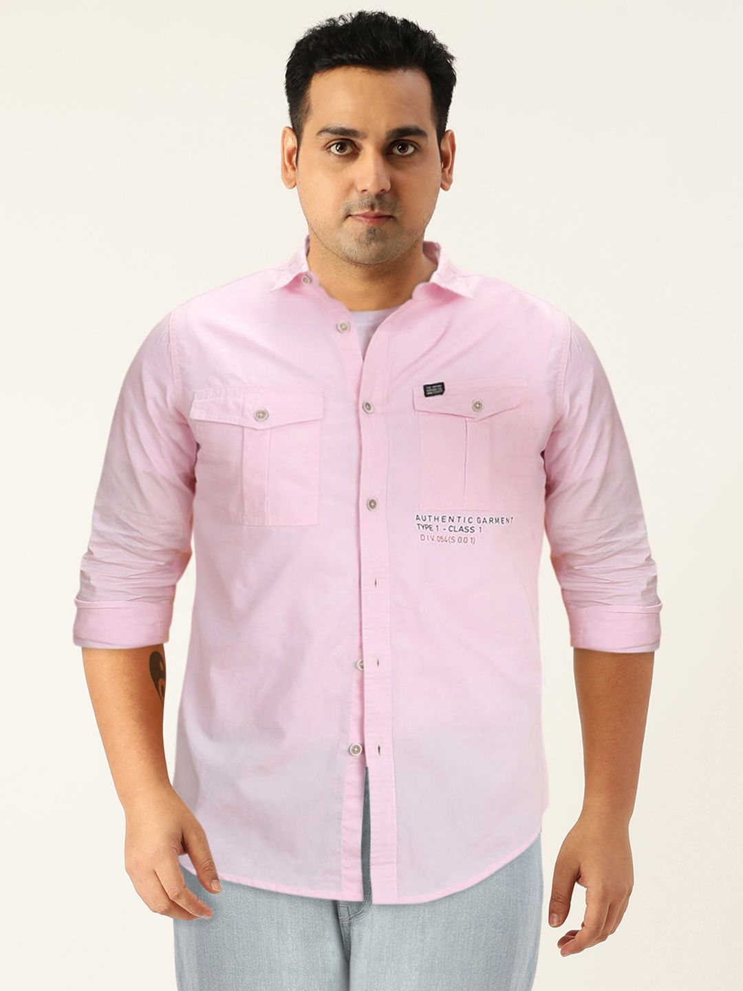 The Indian Garage Co Men Pink Slim Fit Solid Casual Shirt