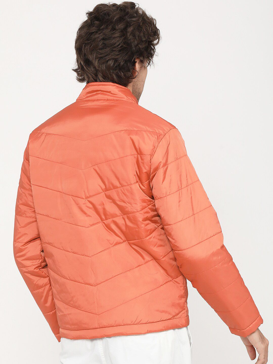HIGHLANDER Men Orange Padded Jacket with Patchwork
