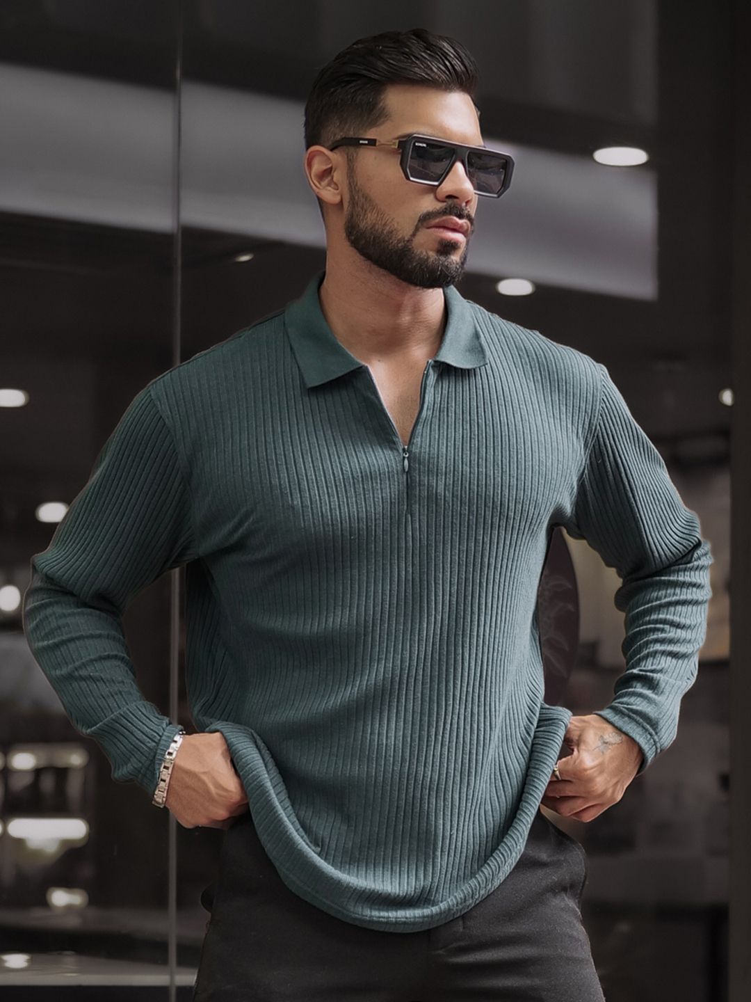 Powerlook Men Solid Polo Collar Cotton T-shirt