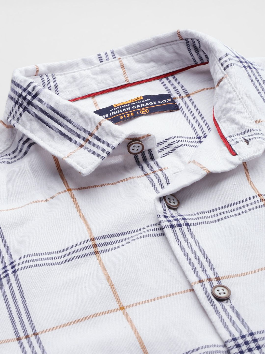 The Indian Garage Co Men White Checked Casual Shirt