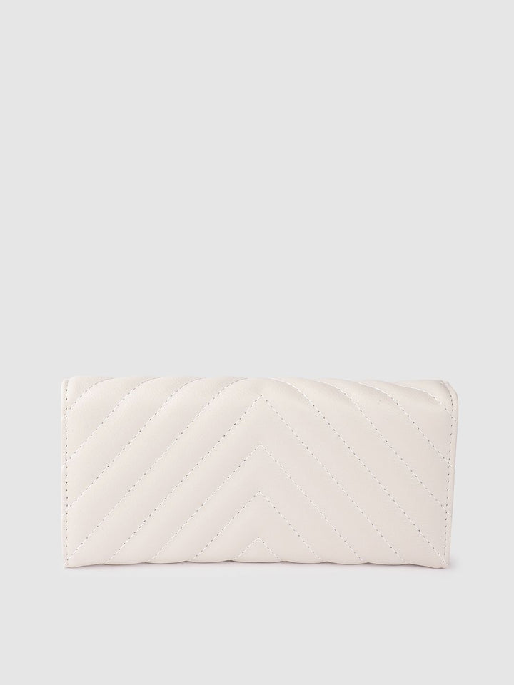 Lino Perros Women Geometric Textured Envelope Wallet with Quilted Detail
