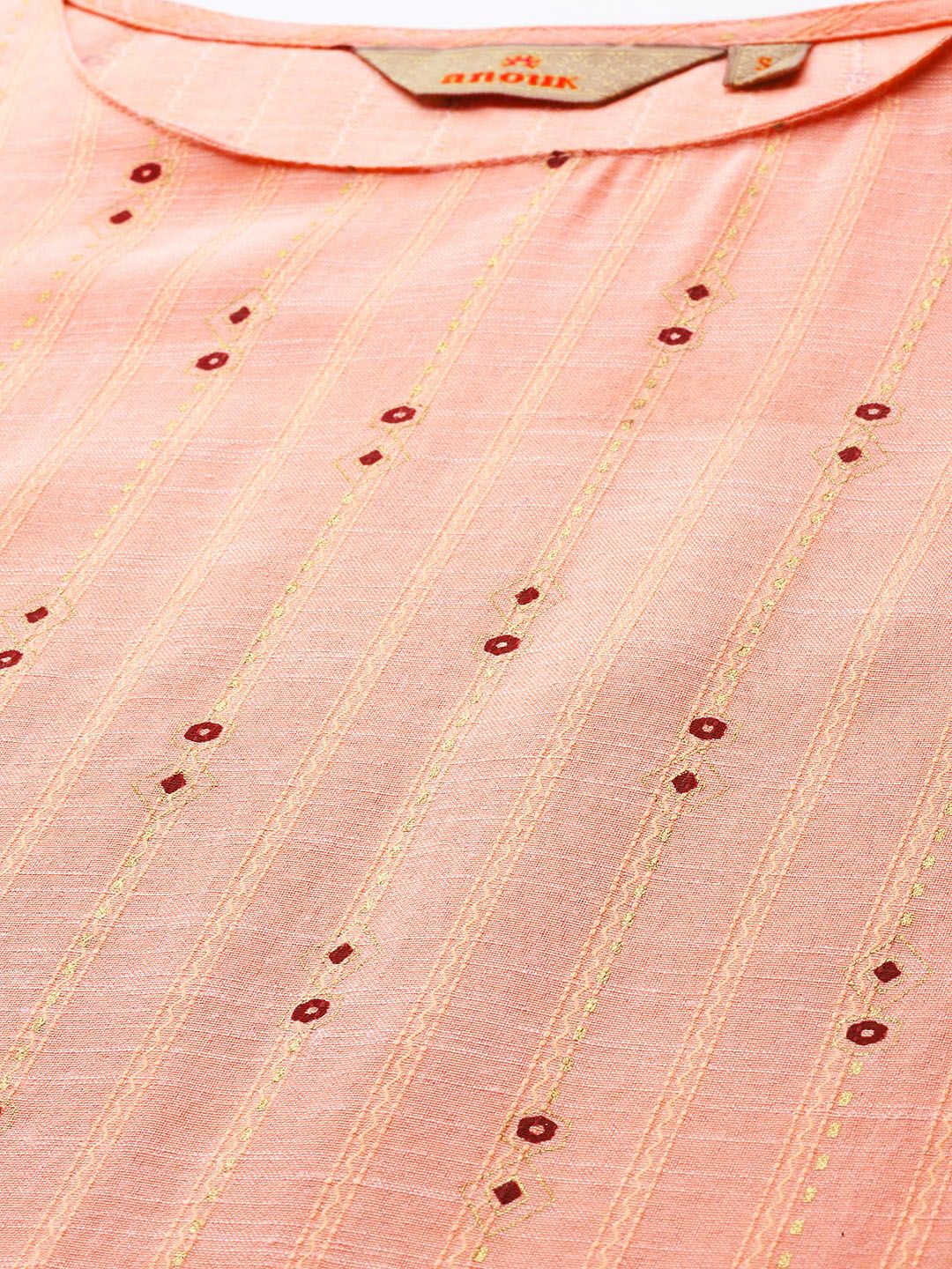 Anouk Striped Woven Design Straight Regular Kurta