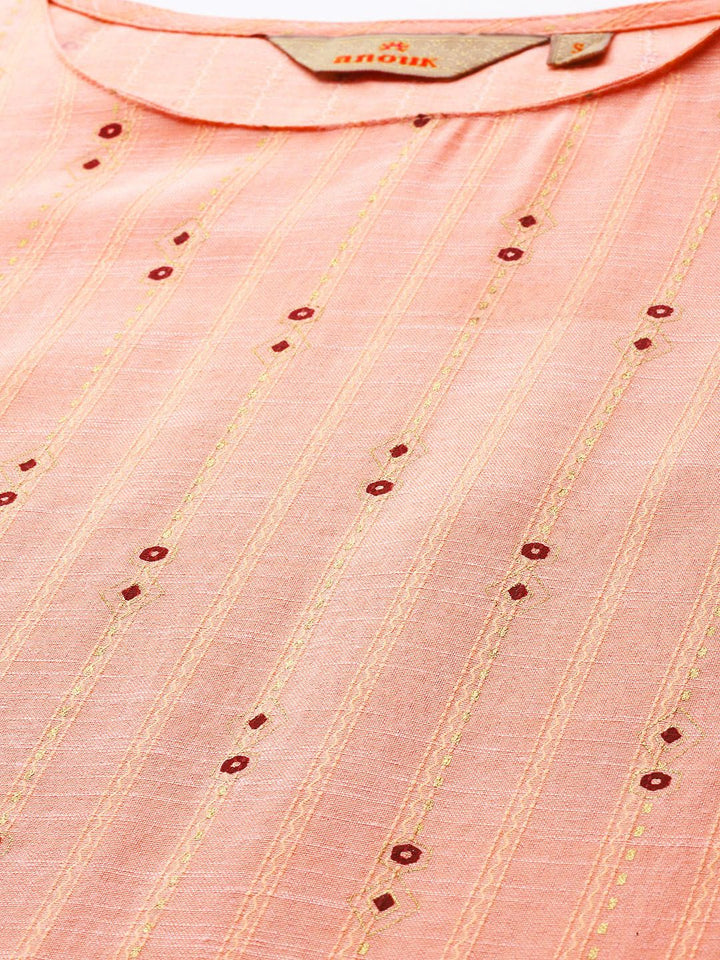 Anouk Striped Woven Design Straight Regular Kurta