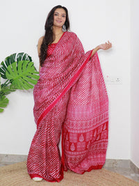 Saree mall Leheriya Printed Poly Cotton Leheriya Ready to Wear Saree