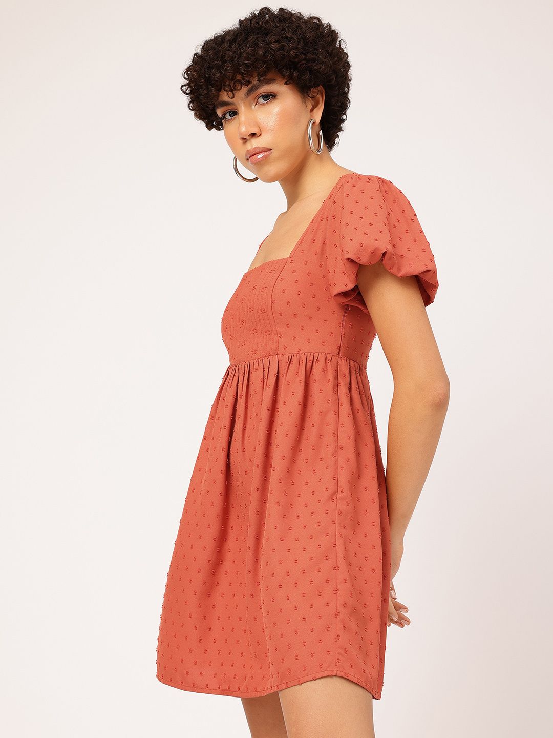 DressBerry Fall Fever Dobby Square Neck A-Line Dress