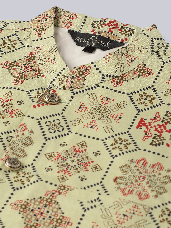 SOJANYA Ethnic Motifs Woven Design Regular Kurta With Pyjamas & With Nehru Jacket