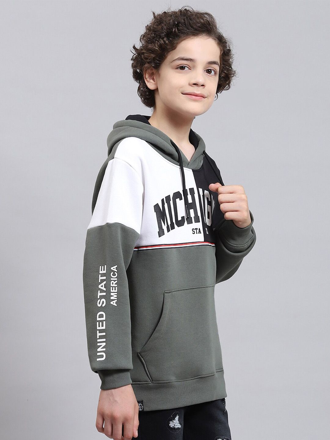 Monte Carlo Boys Typography Printed Hooded Pullover
