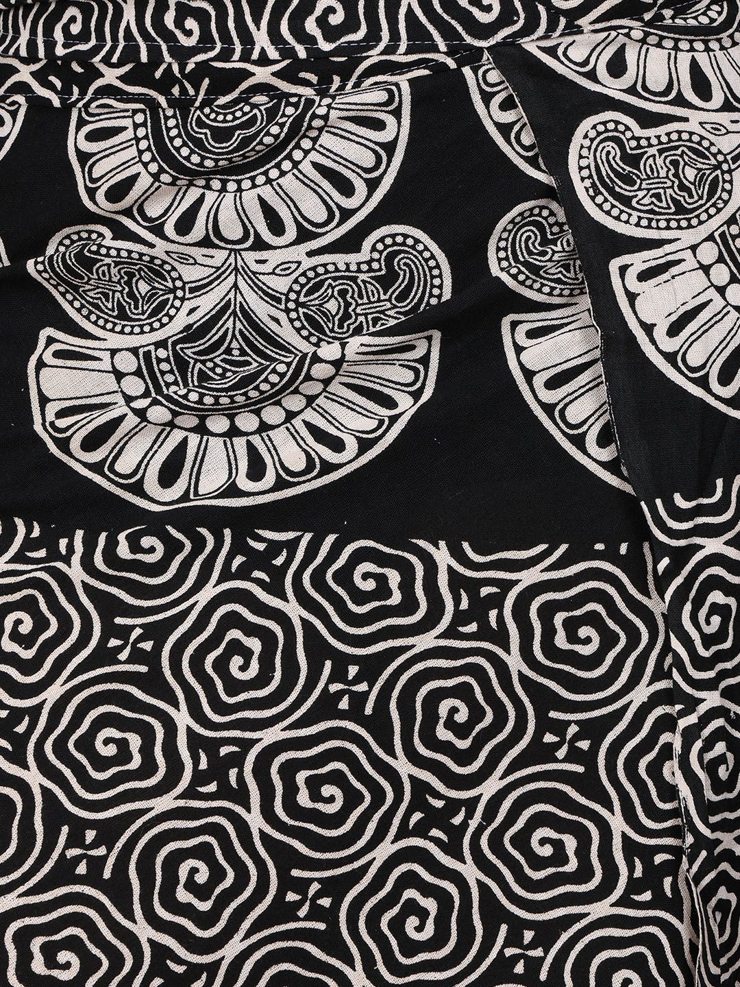 Exotic India Printed Pure Cotton Wrap-Around Mini Skirt