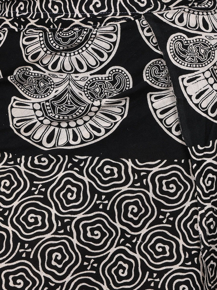 Exotic India Printed Pure Cotton Wrap-Around Mini Skirt