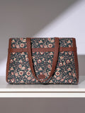 ZOUK Blue Floral Printed Structured Tote Bag