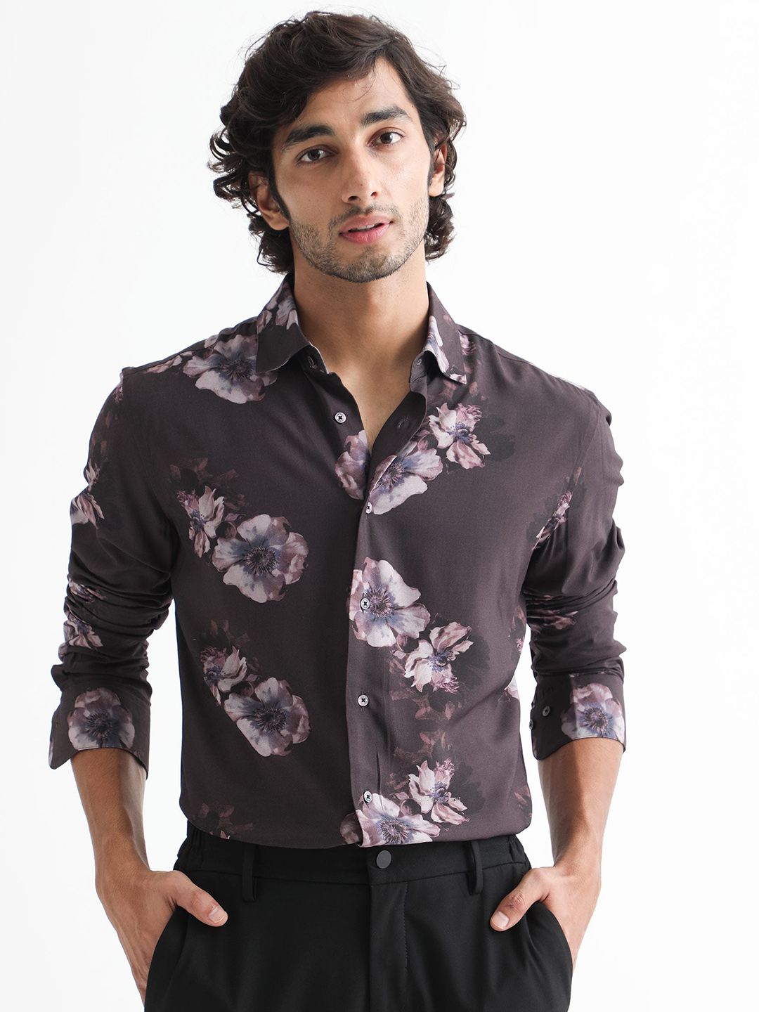 RARE RABBIT Men Muds Regular Fit Floral Printed Cotton Shirt