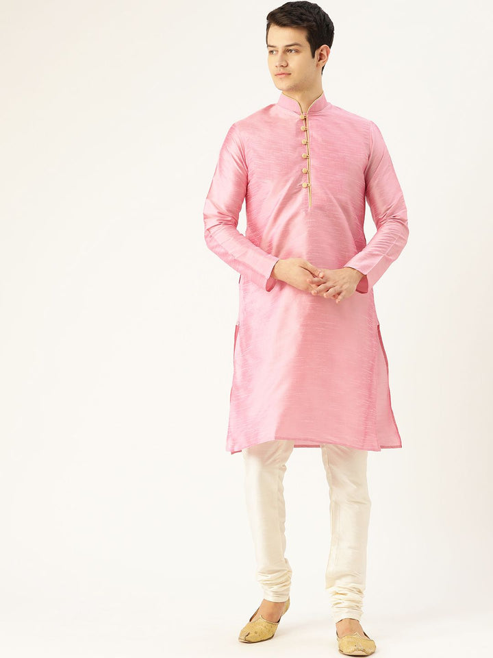 SOJANYA Men Pink Solid Kurta Lurus