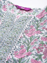 Libas Floral Printed Regular Pure Cotton Kurta with Palazzos & Dupatta