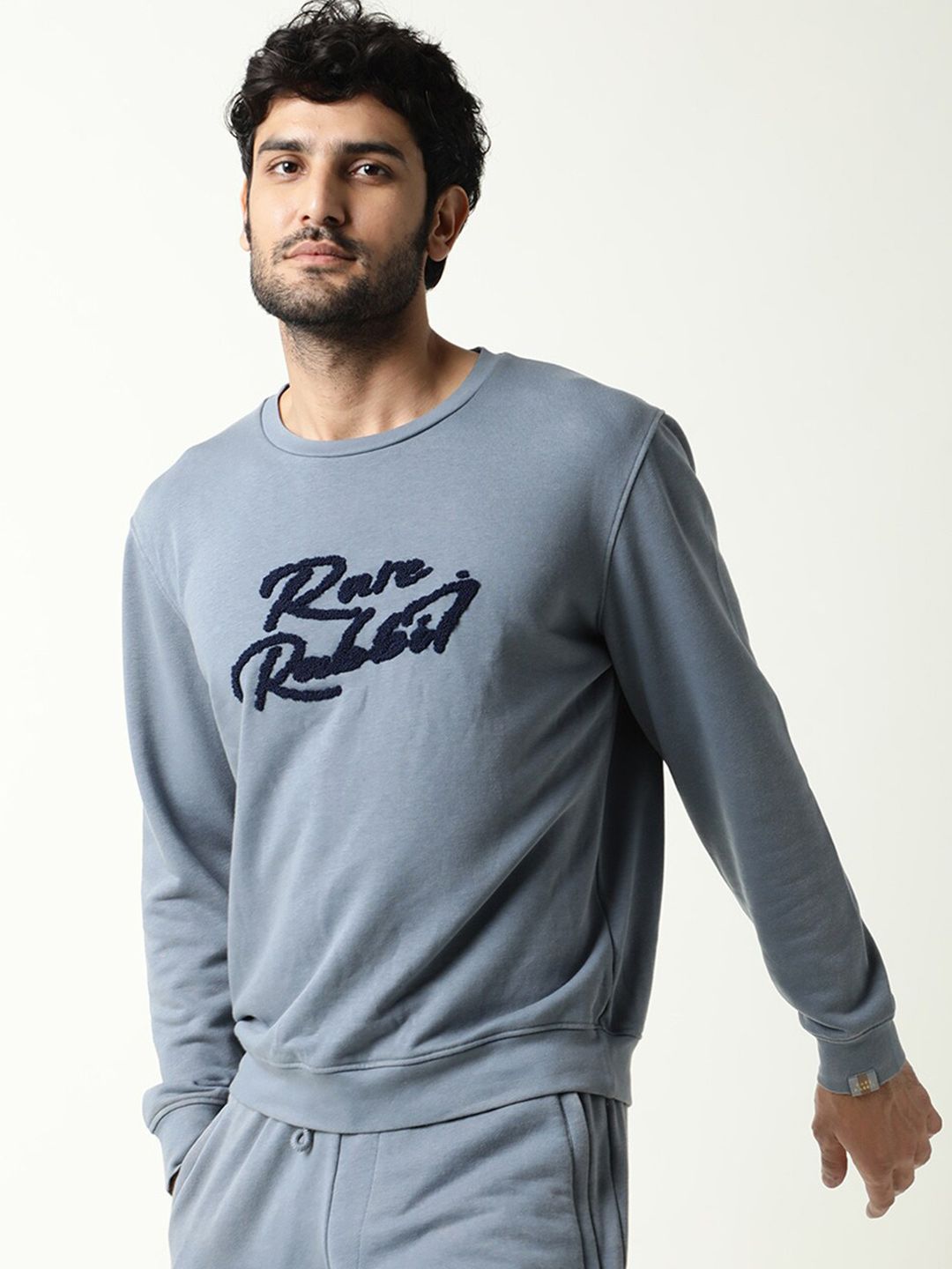 RARE RABBIT Men Fern Slim Fit Embroide Sweatshirt