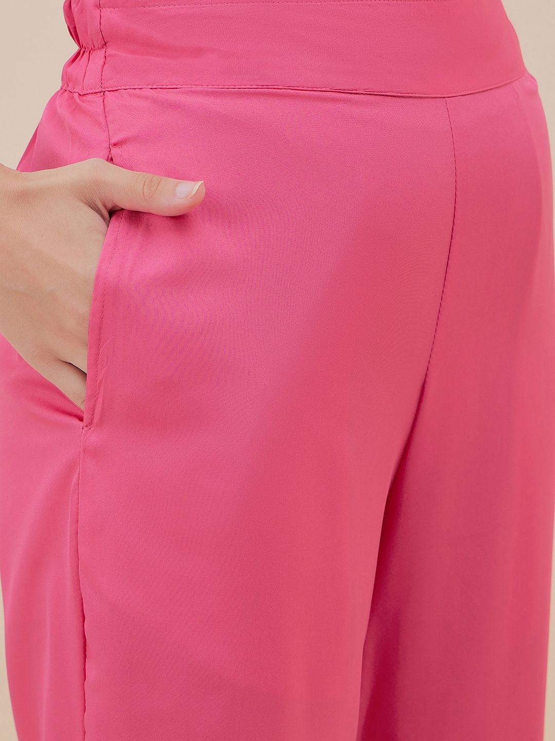 Antheaa Embellished Yoke Design Sequinned Top With Trousers