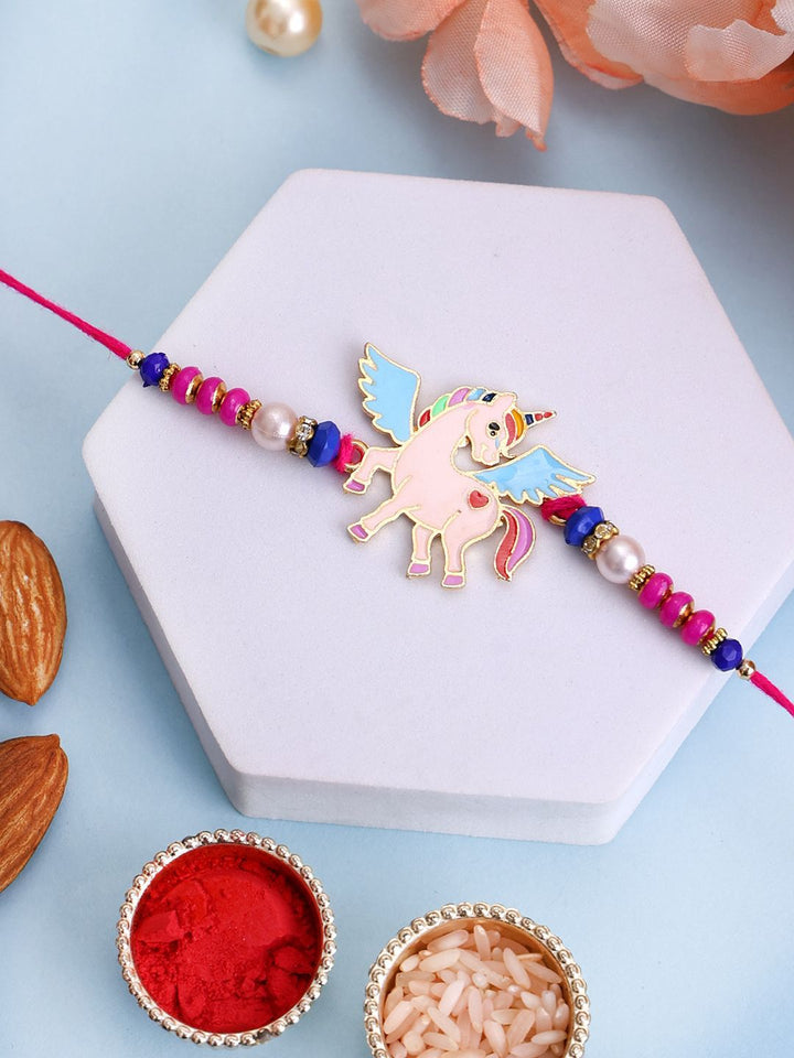 PANASH Gold Plated Set Of 2 Brass Rakhis With Roli Chawal