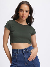 DressBerry Minimalist Muse Textured Crop Top