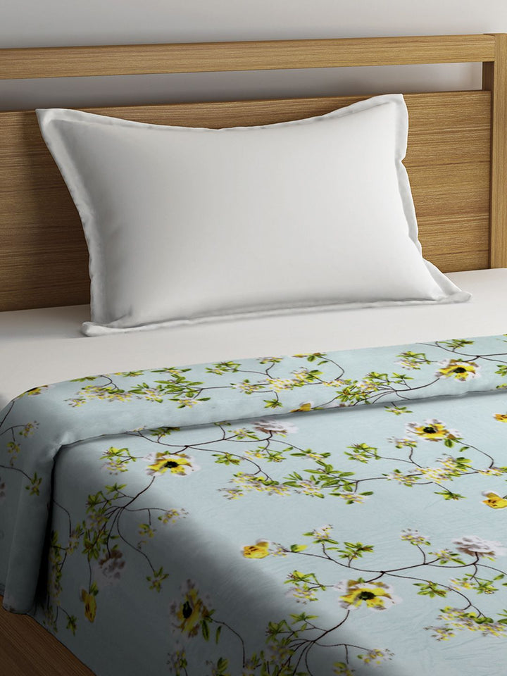 Cortina Turquoise Blue Ethnic Motifs AC Room 250 GSM Single Bed Blanket