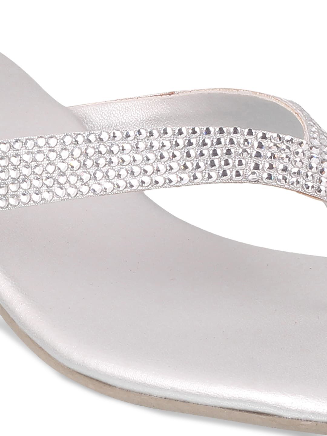 Mochi Women Silver-Toned Embellished Block Heels