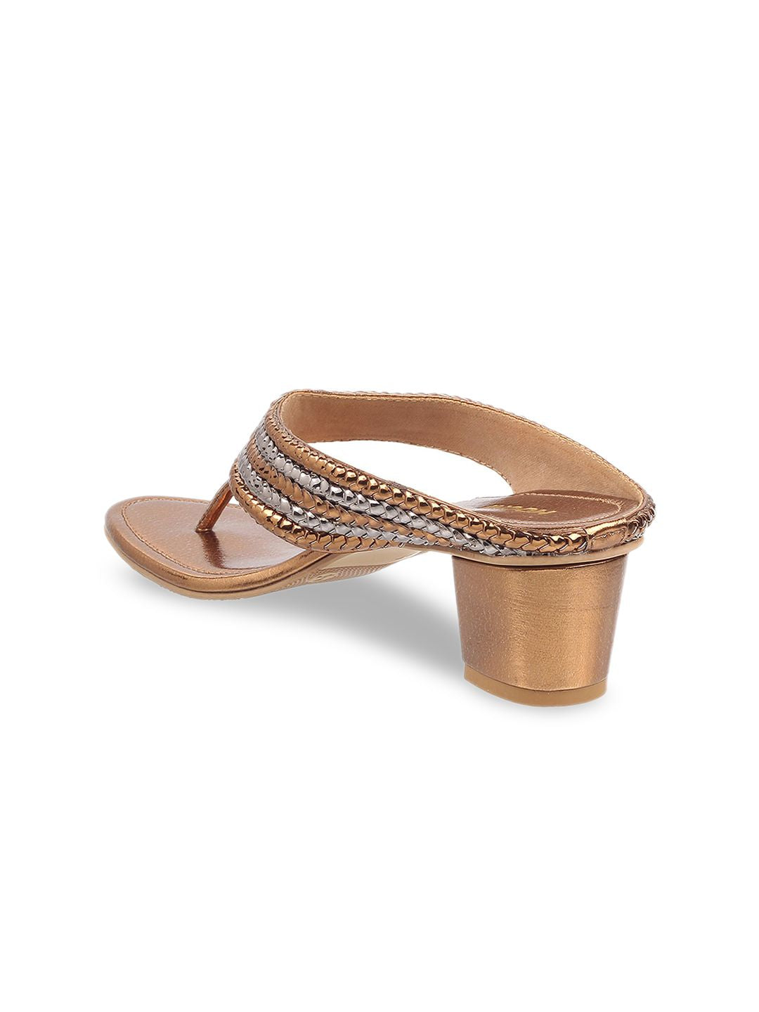 Mochi Gold-Toned Embellished Block Sandals