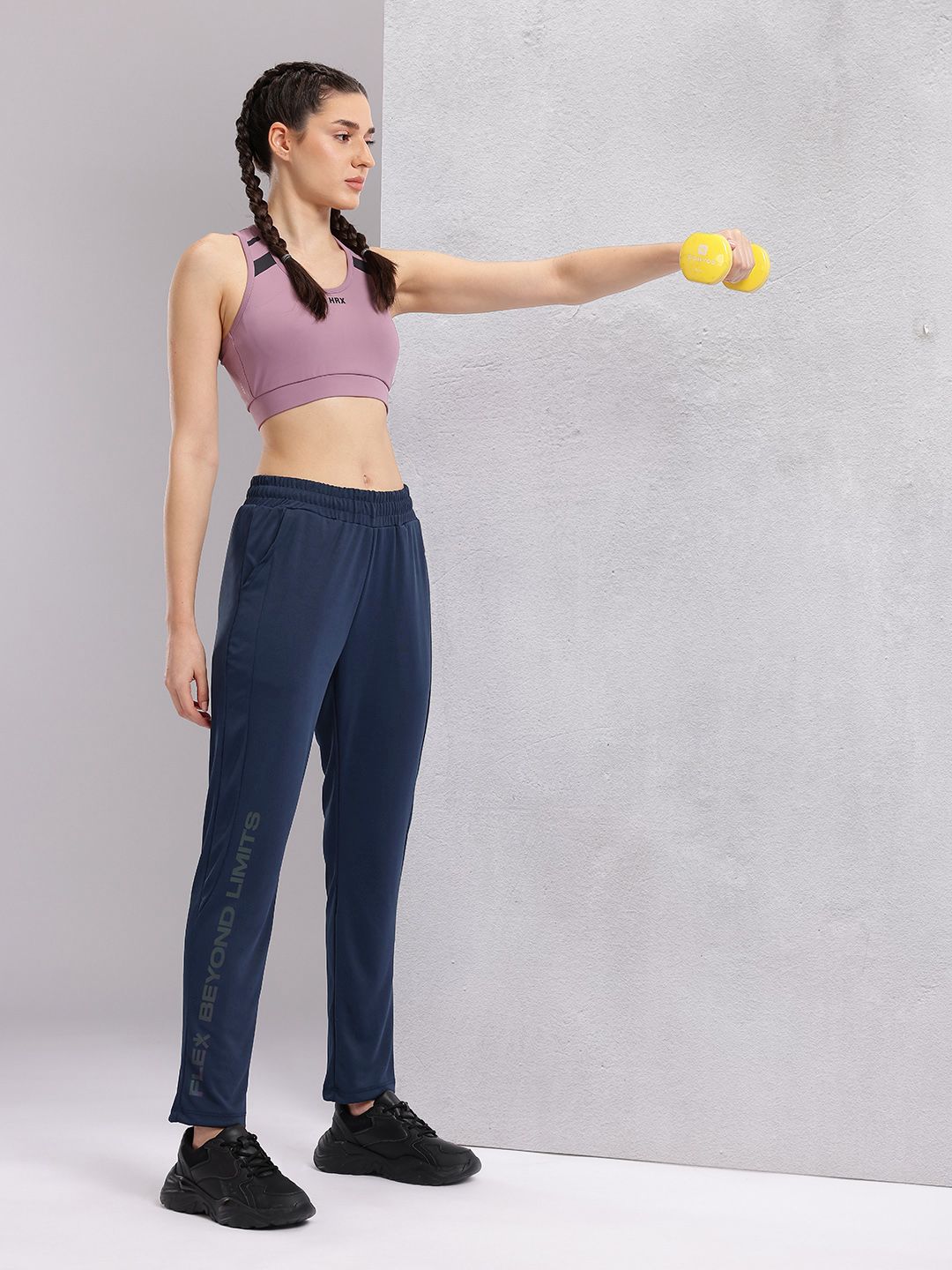 HRX by Hrithik Roshan Women Typography Detail Mid-Rise Regular Fit Running Track Pants