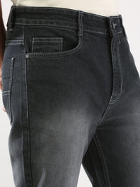 Urbano Fashion Men Dark Grey Straight Fit Washed Jeans
