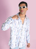 Bene Kleed Men Classic Spread Collar Abstract Printed Cotton Oversized Casual Shirt