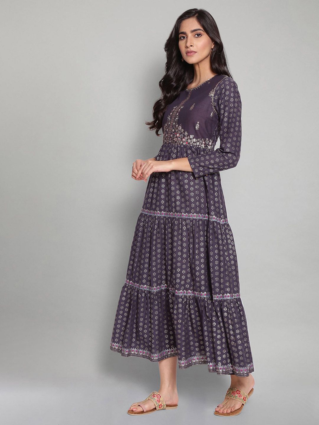 W Ethnic Motifs Maxi Cotton Dress