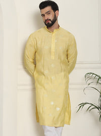SOJANYA Kurta Lurus Sutera Berhias Geometrik Kolar Mandarin Kapas
