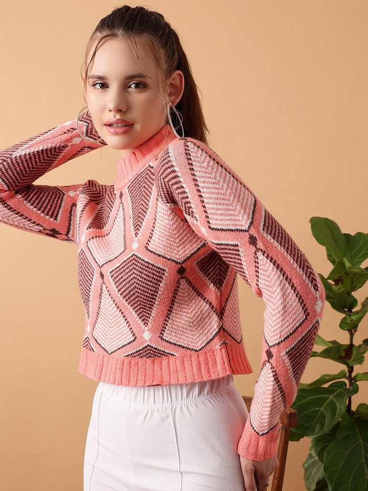 STREET 9 Cable Knit Acrylic Crop Pullover