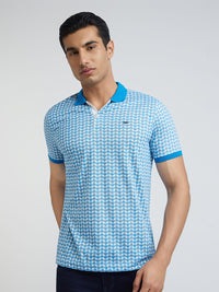 Park Avenue Men Geometric Print Polo Collar Slim Fit T-shirt