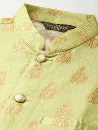 SOJANYA Men Kurta with Churidar & Woven Design Nehru Jacket