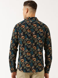 Thomas Scott Classic Slim Fit Corduroy Floral Printed Pure Cotton Semiformal Shirt