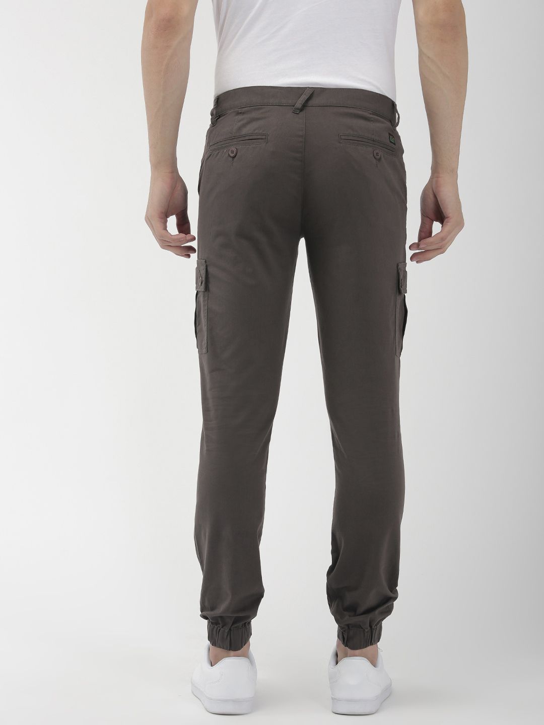 The Indian Garage Co Men Grey Slim Fit Solid Cargo Style Joggers