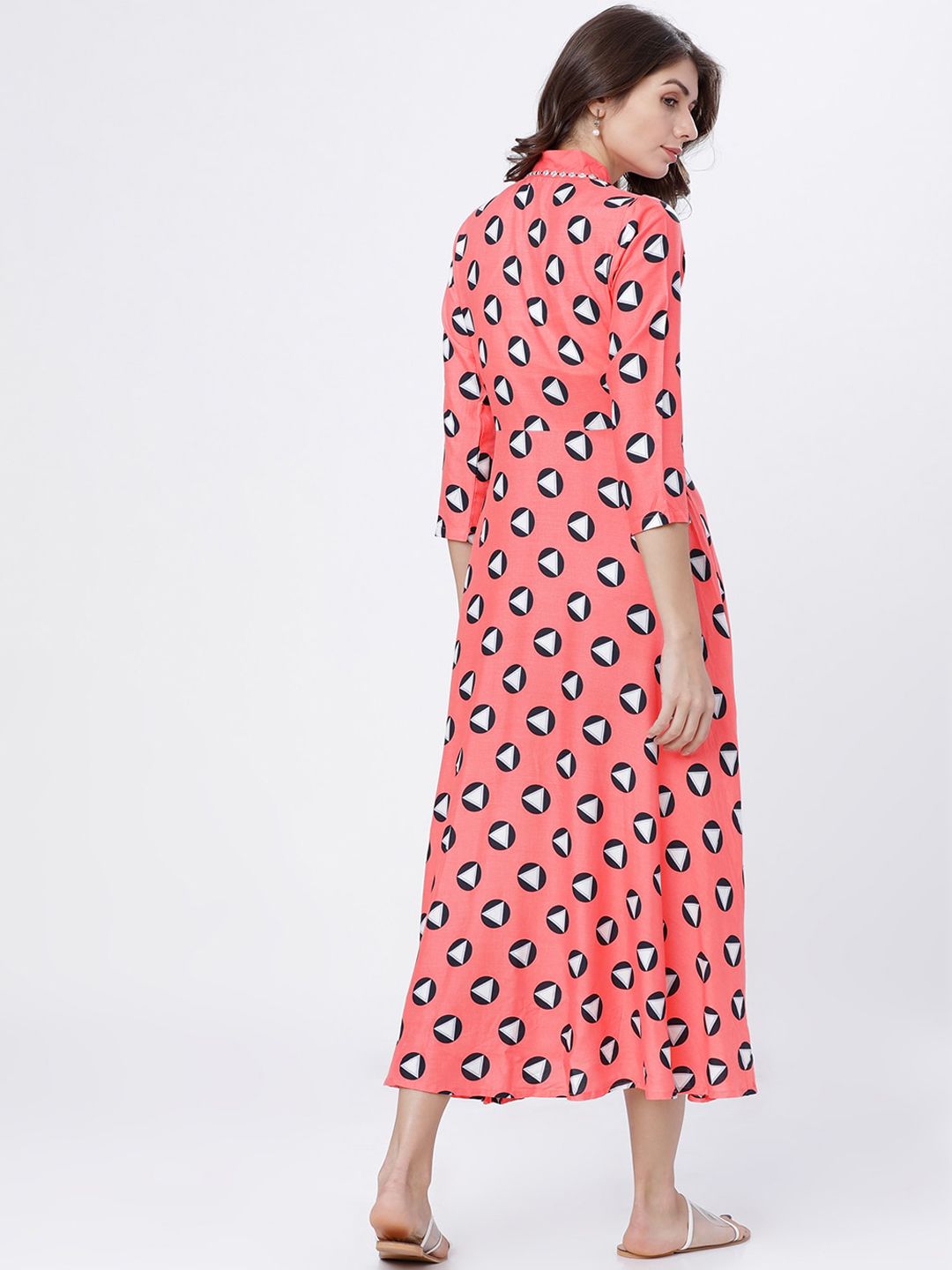 Vishudh Women Coral Printed Maxi Length Anarkali Kurta