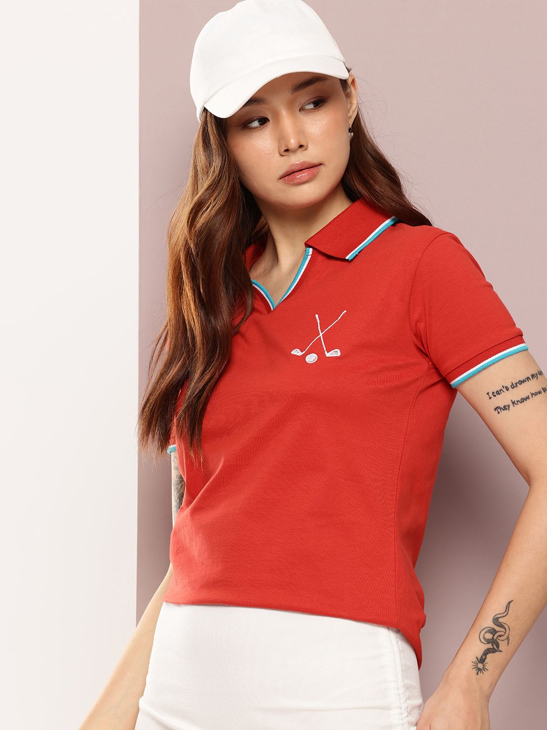 DILLINGER Women's Regular Fit Badge Embroidery Polo Tshirt