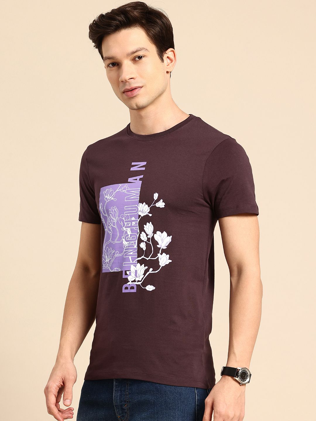 Being Human Graphic Printed Pure Cotton Slim Fit T-shirt