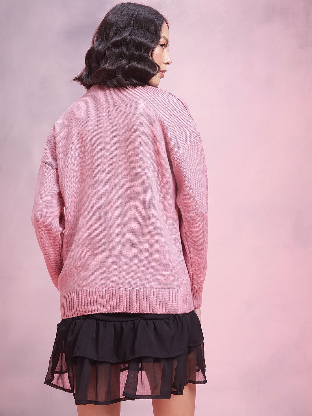 DressBerry Acrylic Embroidered Cardigan